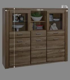 Wohnen 158x140x40 Holz Highboard aus Wildeiche - Maila
