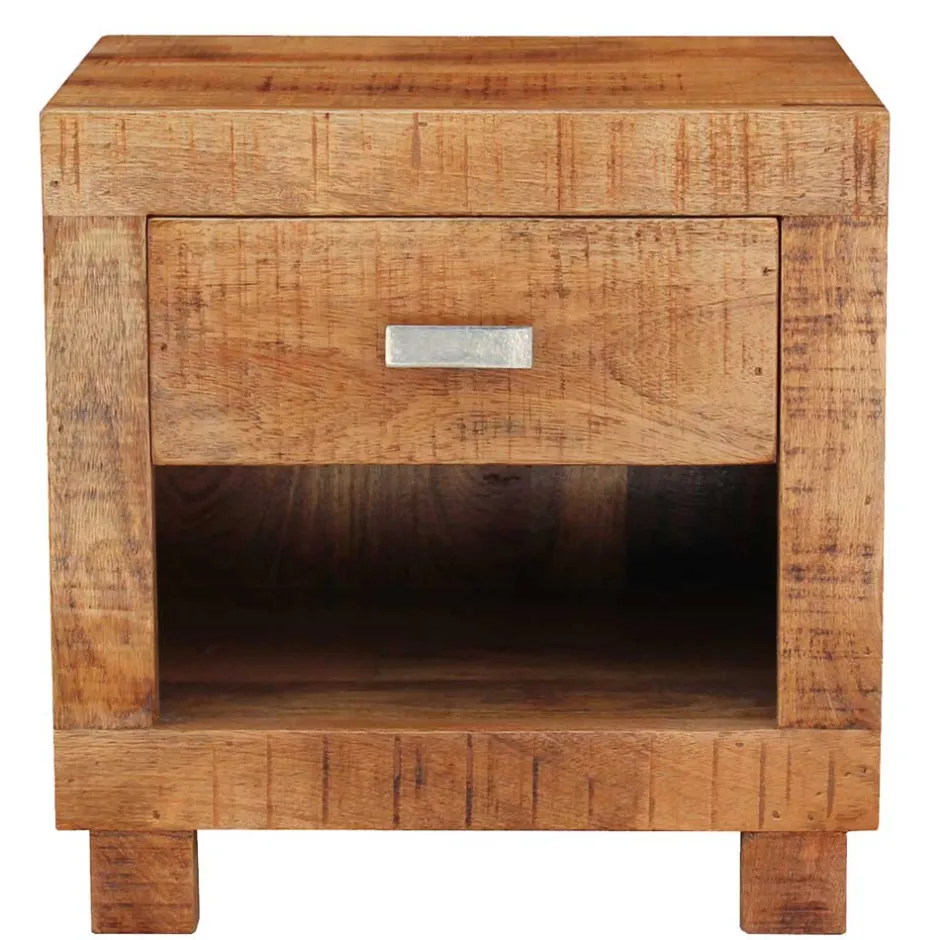 Wohnen 40x40x30 Holz Nachtkonsole mit Schublade & Fach - Lance