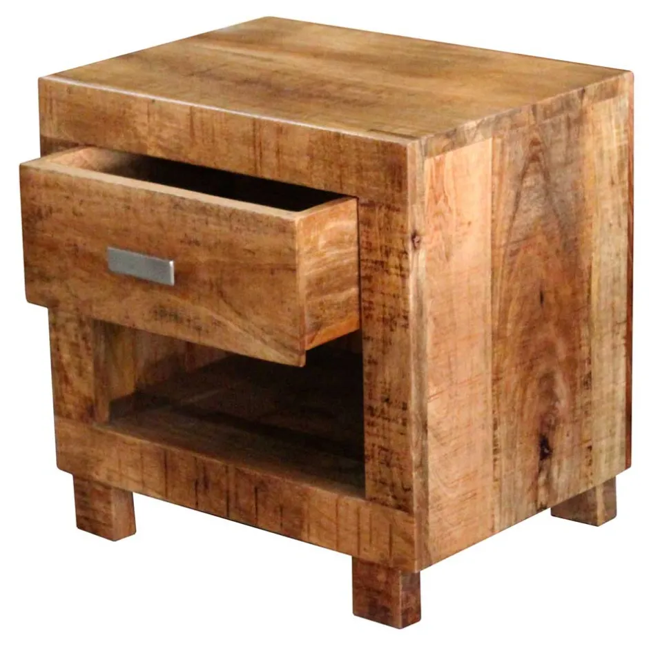 Wohnen 40x40x30 Holz Nachtkonsole mit Schublade & Fach - Lance