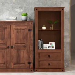 Wohnen 65x140x38 Holz Regal in Dunkelbraun - Larentina