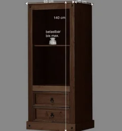 Wohnen 65x140x38 Holz Regal in Dunkelbraun - Larentina