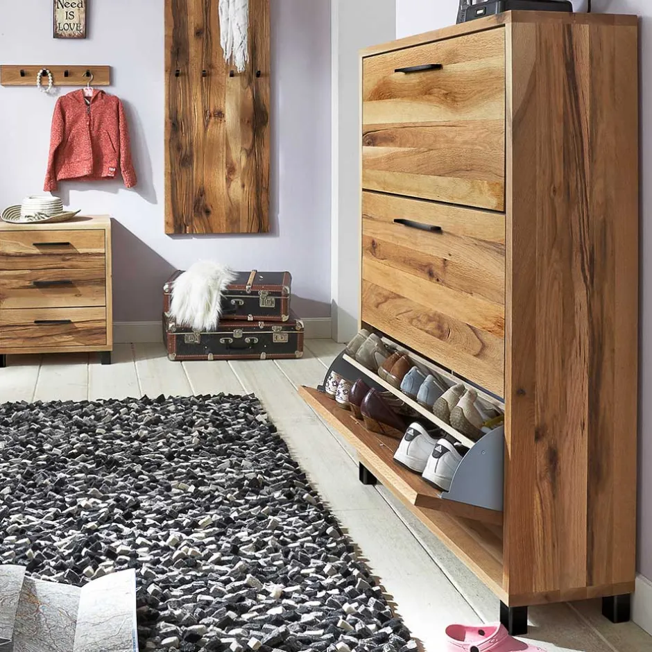 Wohnen 83x124x28 Holz Schuhschrank aus Balkeneiche - Alsbetas