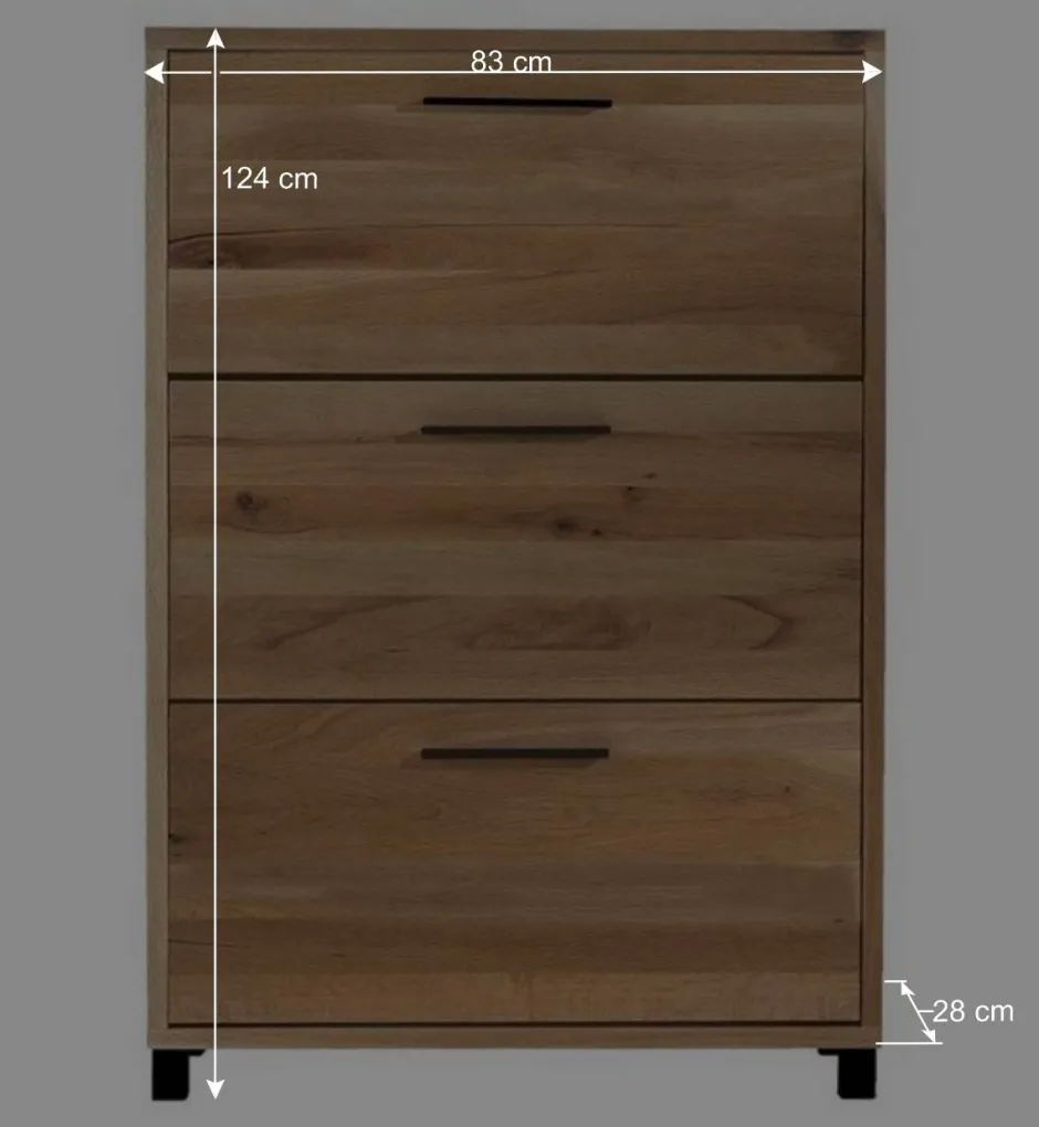 Wohnen 83x124x28 Holz Schuhschrank aus Balkeneiche - Alsbetas