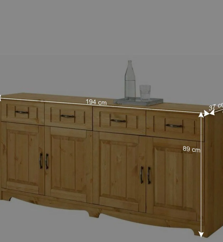 194x89x37 Holz Sideboard aus Kiefer Natur - Vanpos^Wohnen Outlet