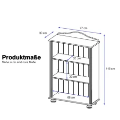 Wohnen 77x116x31 Holzregal im Country Chic aus Kiefer - Oncerta