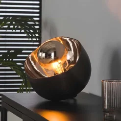 Wohnen 28x28x28 Industry Tischleuchte in Schwarz Nickel - Luzerno