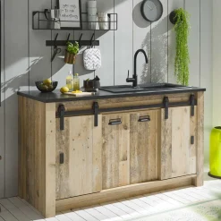 161x93x64 Küche Anrichte in Holz verwittert - Garisa^Wohnen Online