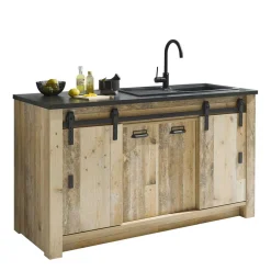 161x93x64 Küche Anrichte in Holz verwittert - Garisa^Wohnen Online