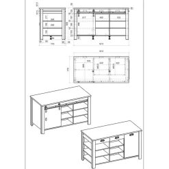 161x93x77 Kücheninsel in Weiß & Anthrazit - Eture^Wohnen New