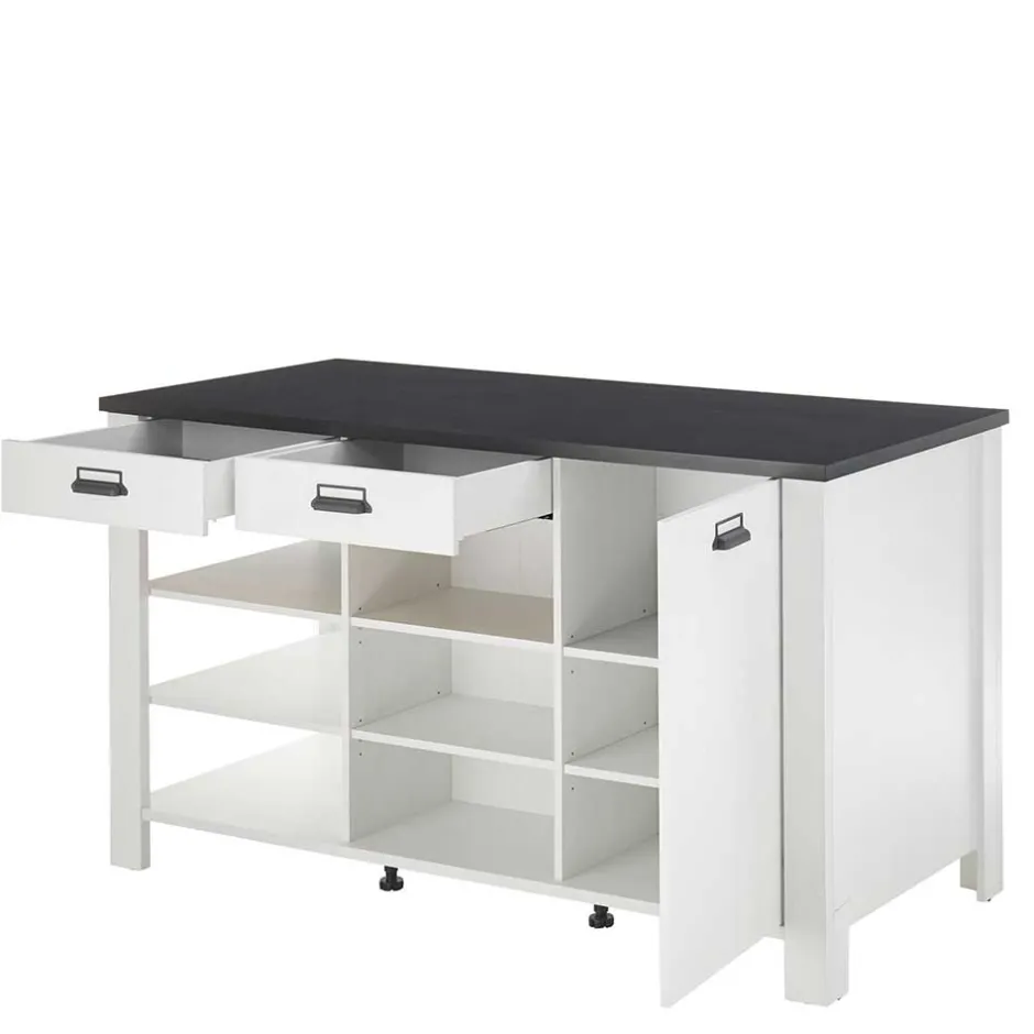 161x93x77 Kücheninsel in Weiß & Anthrazit - Eture^Wohnen New