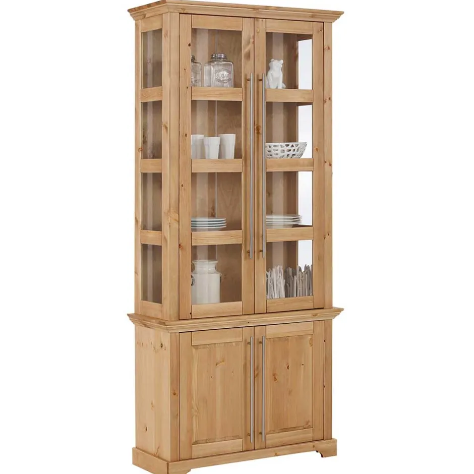 94x210x39 Kiefernholz Vitrine - Landhaus modern - Noellisa^Wohnen Discount