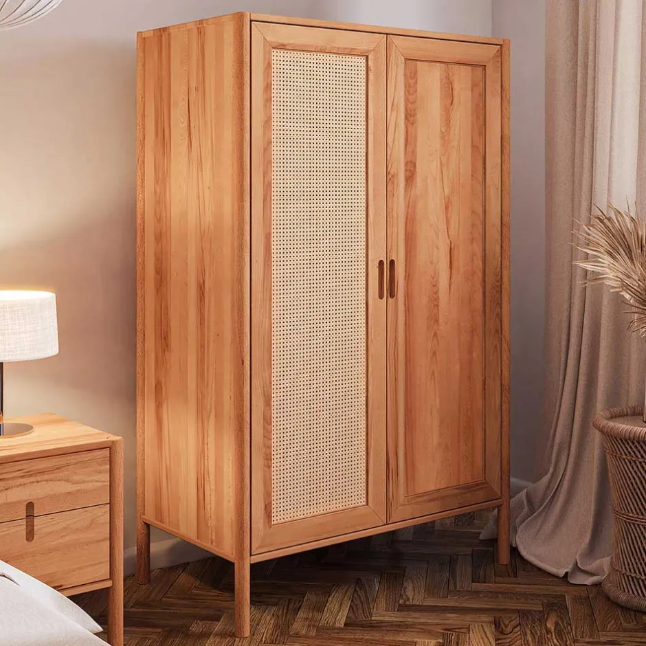 108x175x60 Kleiderschrank mit Wiener Geflecht Tür - Indrya^Wohnen Online