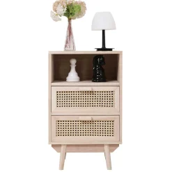 Wohnen 40x68x36 Kleine Kommode mit Fach & 2 Schubladen - Oncinasa