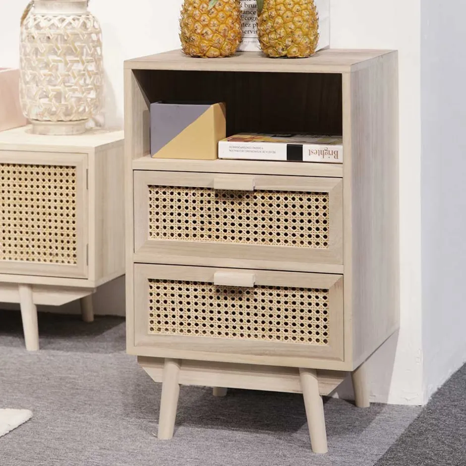 Wohnen 40x68x36 Kleine Kommode mit Fach & 2 Schubladen - Oncinasa