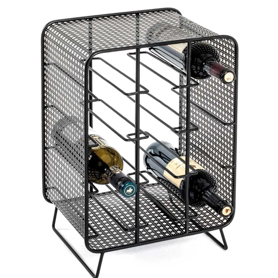 Wohnen 30x46x24 Kleines Flaschenregal in Schwarz - Selvas