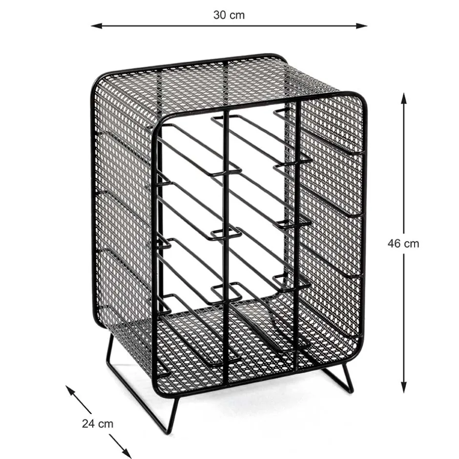 Wohnen 30x46x24 Kleines Flaschenregal in Schwarz - Selvas