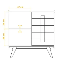 100x105x50 Kombi Kommode im modernen Retro Look - Hardus^Wohnen Outlet