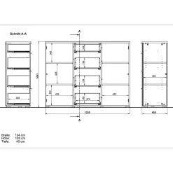 Wohnen 135x105x40 Kombikommode in Weiß & Eiche - Reestyl