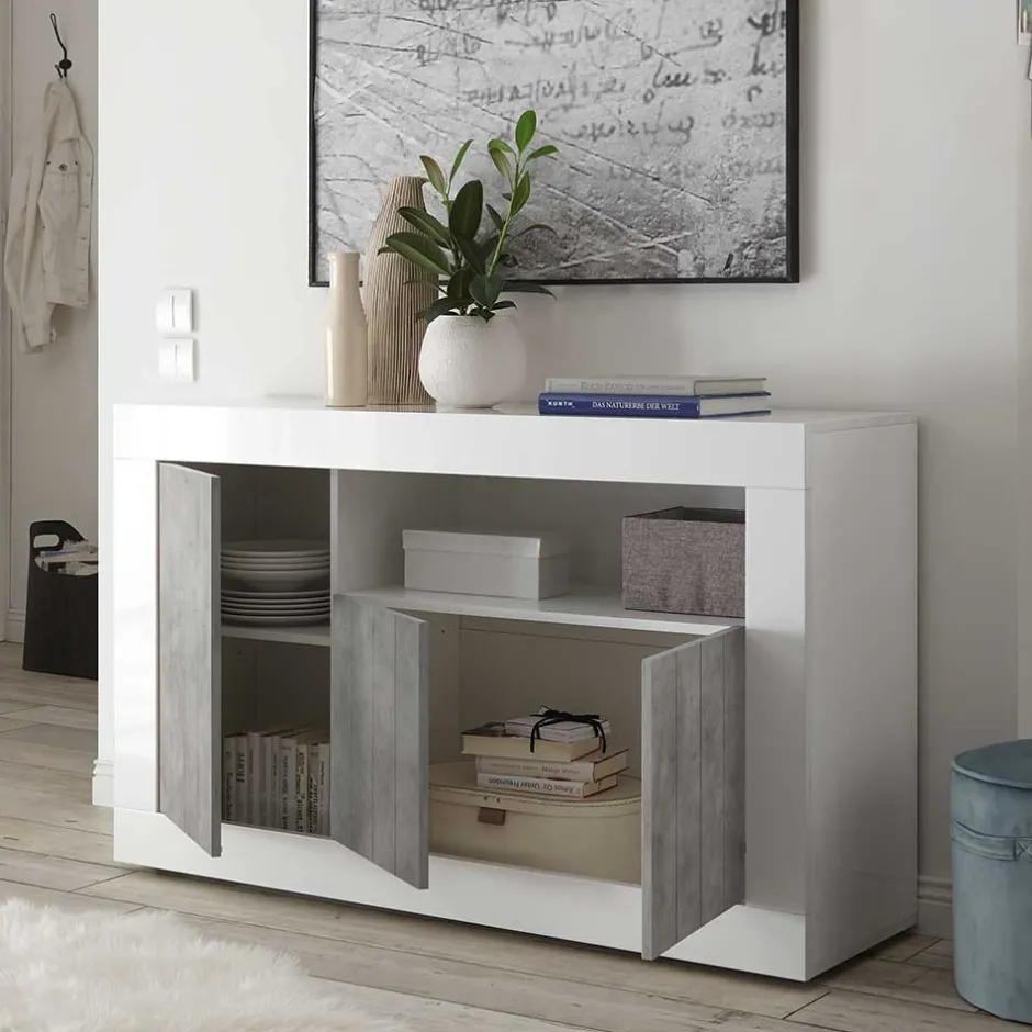 Wohnen 138x86x43 Kommode in Dekor Beton - Niris