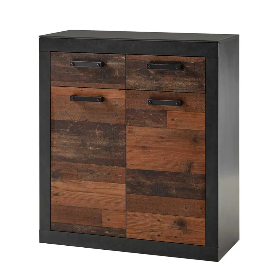 Wohnen 92x104x40 Kommode in Holzoptik Antik & Grau - Timuras I