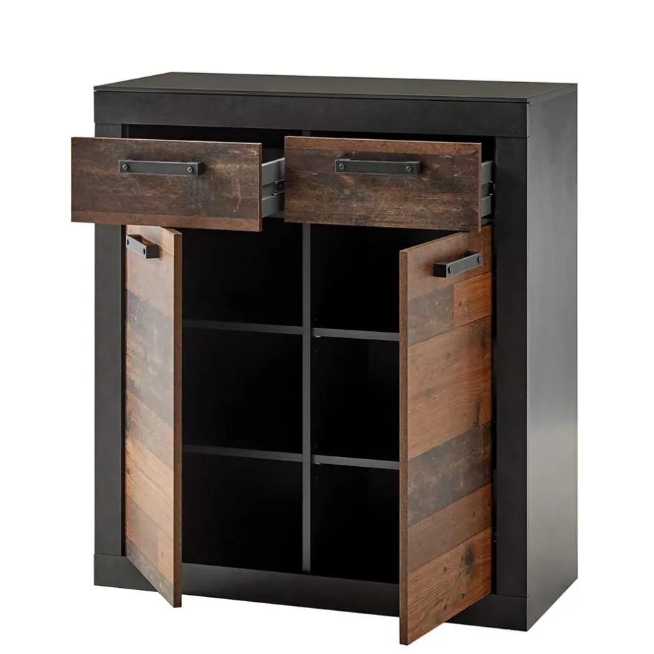 Wohnen 92x104x40 Kommode in Holzoptik Antik & Grau - Timuras I