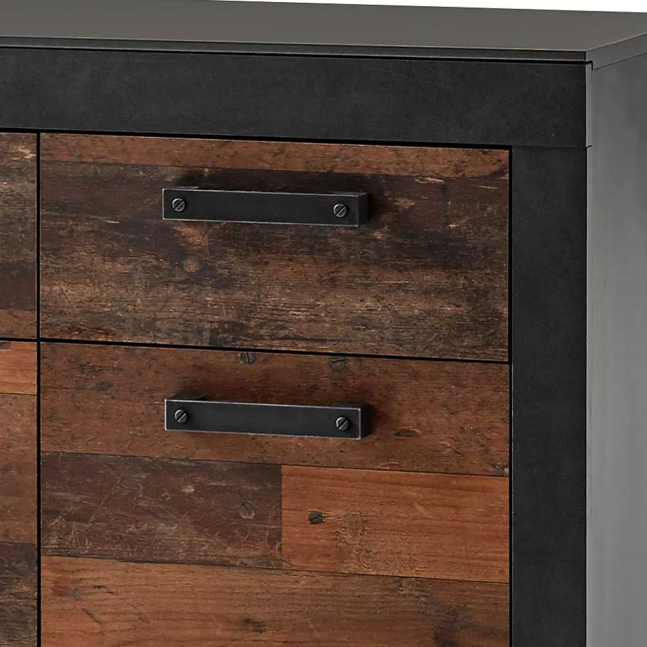 Wohnen 92x104x40 Kommode in Holzoptik Antik & Grau - Timuras I