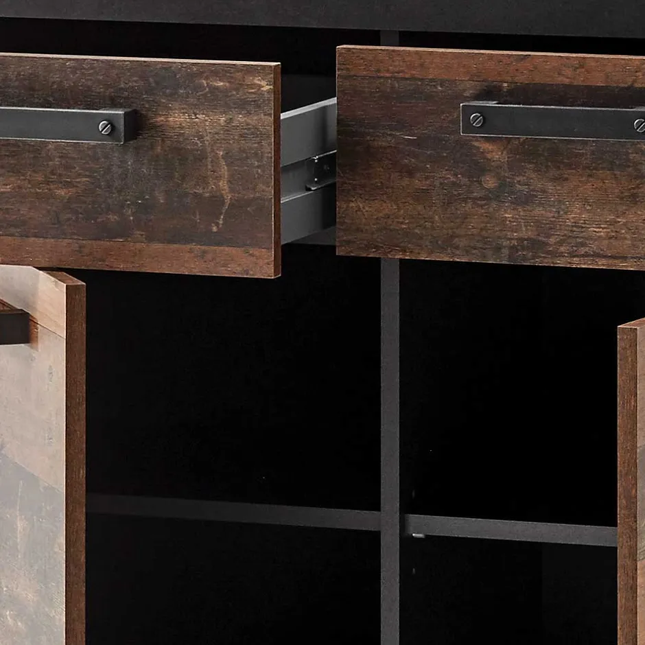 Wohnen 92x104x40 Kommode in Holzoptik Antik & Grau - Timuras I