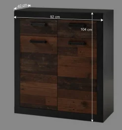 Wohnen 92x104x40 Kommode in Holzoptik Antik & Grau - Timuras I