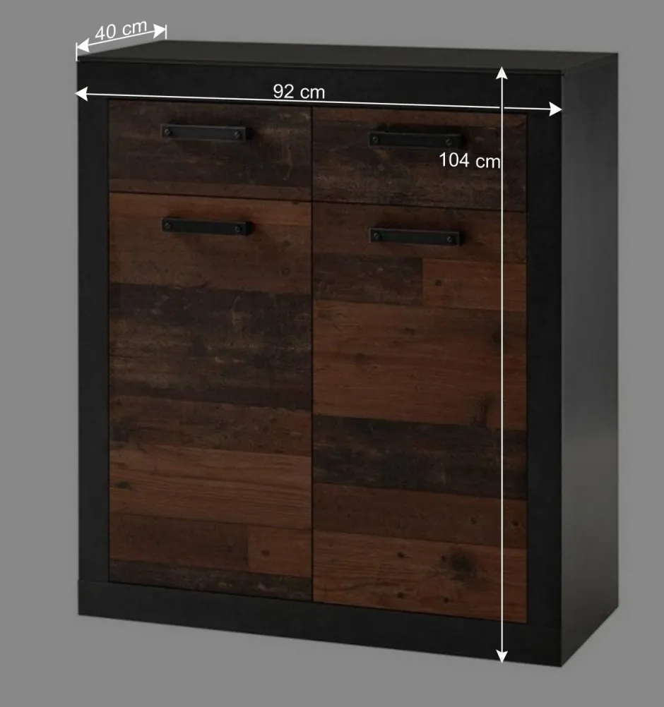 Wohnen 92x104x40 Kommode in Holzoptik Antik & Grau - Timuras I