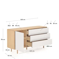 150x78x42 Kommode in Lichtgrau & Esche - Tadahiro^Wohnen Outlet
