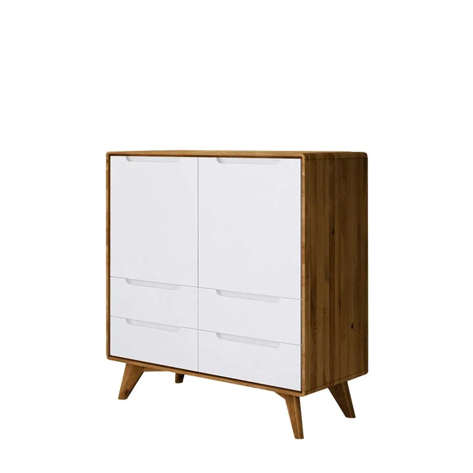 Wohnen 90x92x40 Kommode in Weiß & Wildeiche - Diesta