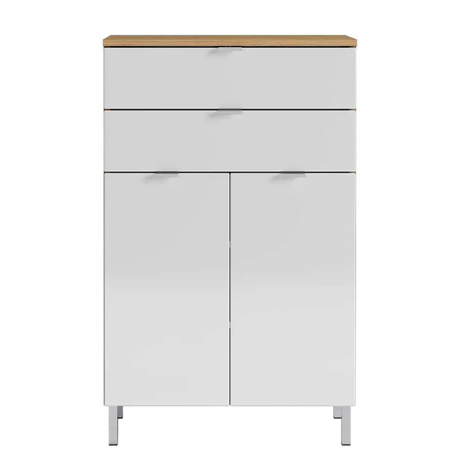 Wohnen 60x97x34 Kommode in Weiß Hochglanz - Narilos