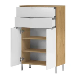 Wohnen 60x97x34 Kommode in Weiß Hochglanz - Narilos