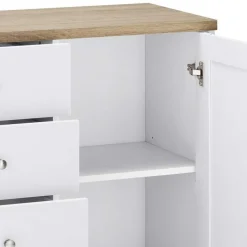 Wohnen 120x80x35 Kommode in Weiß mit Sonoma Eiche - Nudion I