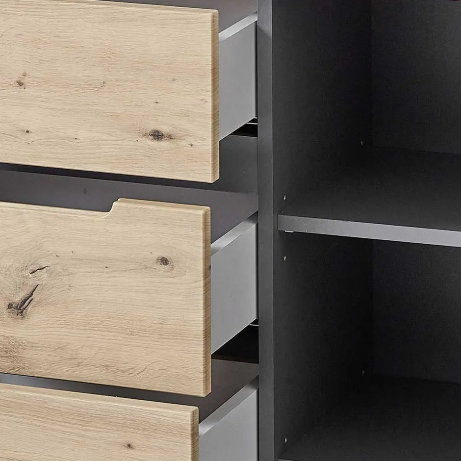 Wohnen 135x82x38 Kommode in Wildeiche NB & Grau - Kuetra