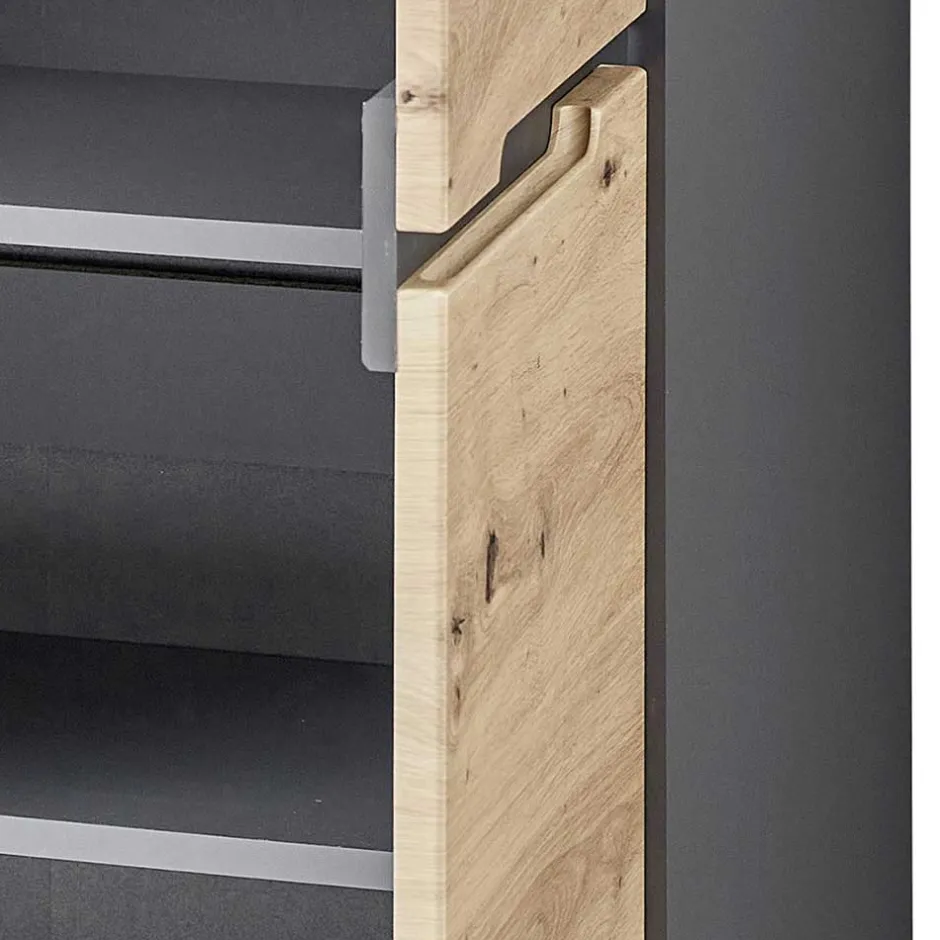 Wohnen 135x82x38 Kommode in Wildeiche NB & Grau - Kuetra