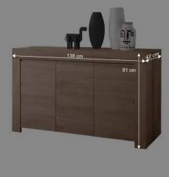 138x81x42 Kommode mit drei Türen - Karika^Wohnen New