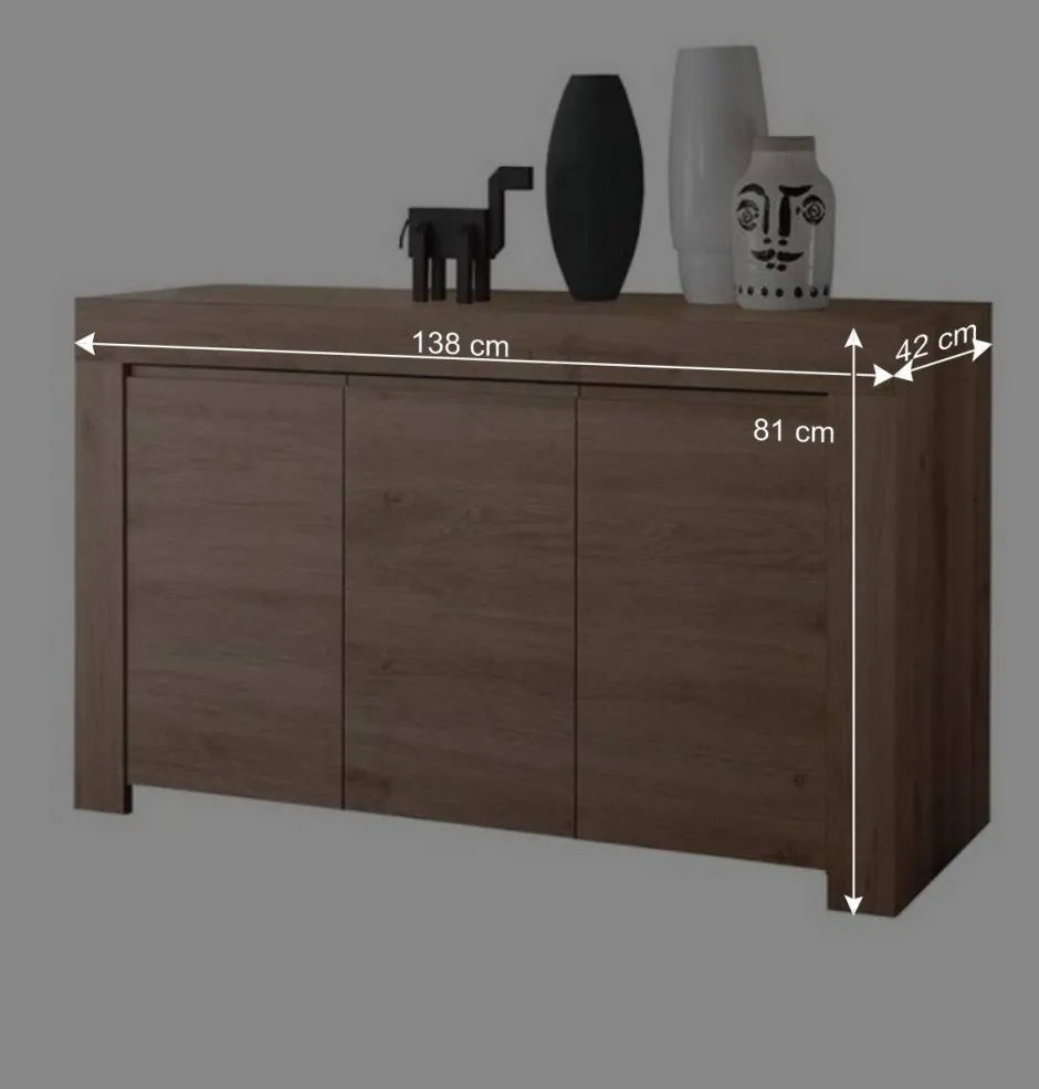 138x81x42 Kommode mit drei Türen - Karika^Wohnen New