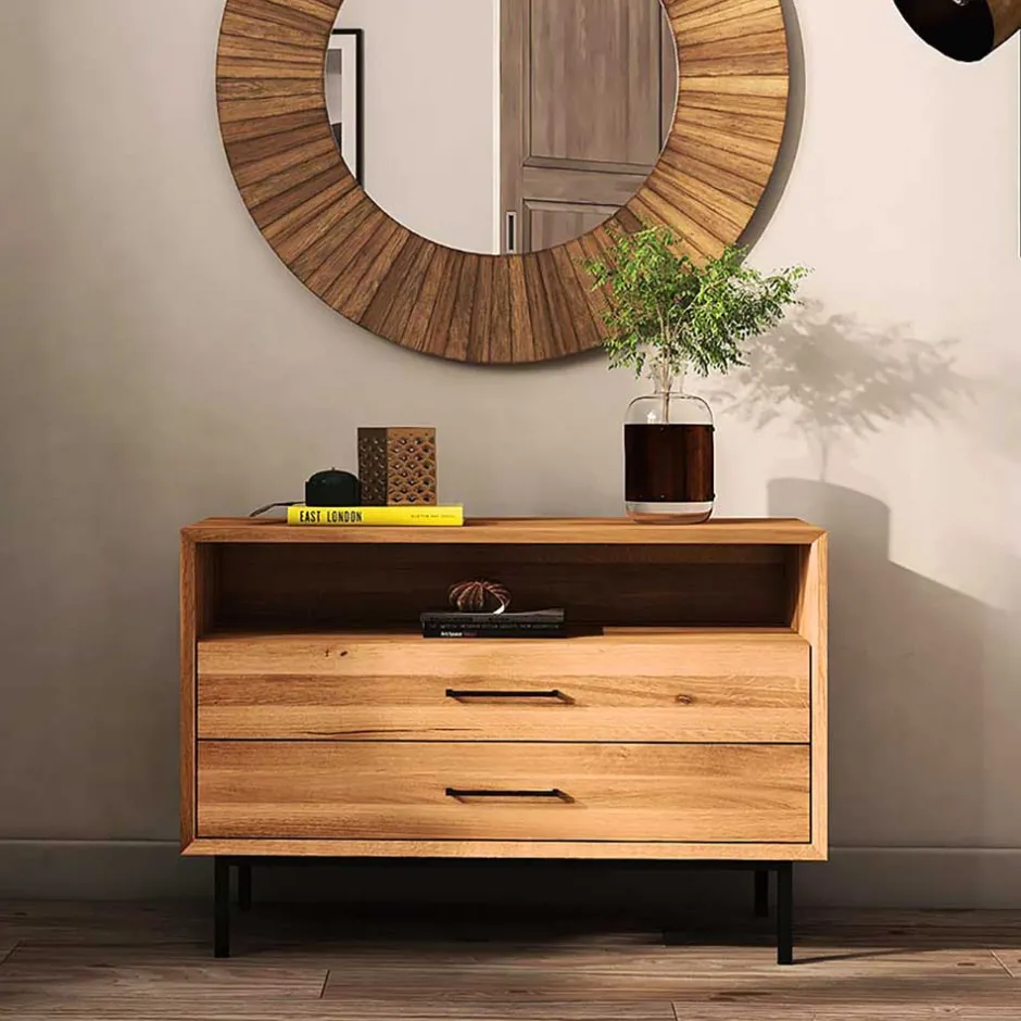 Wohnen 97x65x45 Kommode mit Fach & 2 Schubladen - Kerfa