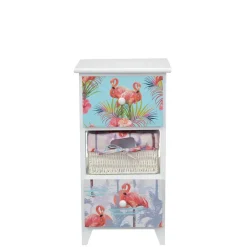 Wohnen 30x58x30 Kommode mit Flamingo Stoff - Gracelino
