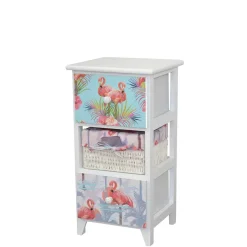 Wohnen 30x58x30 Kommode mit Flamingo Stoff - Gracelino