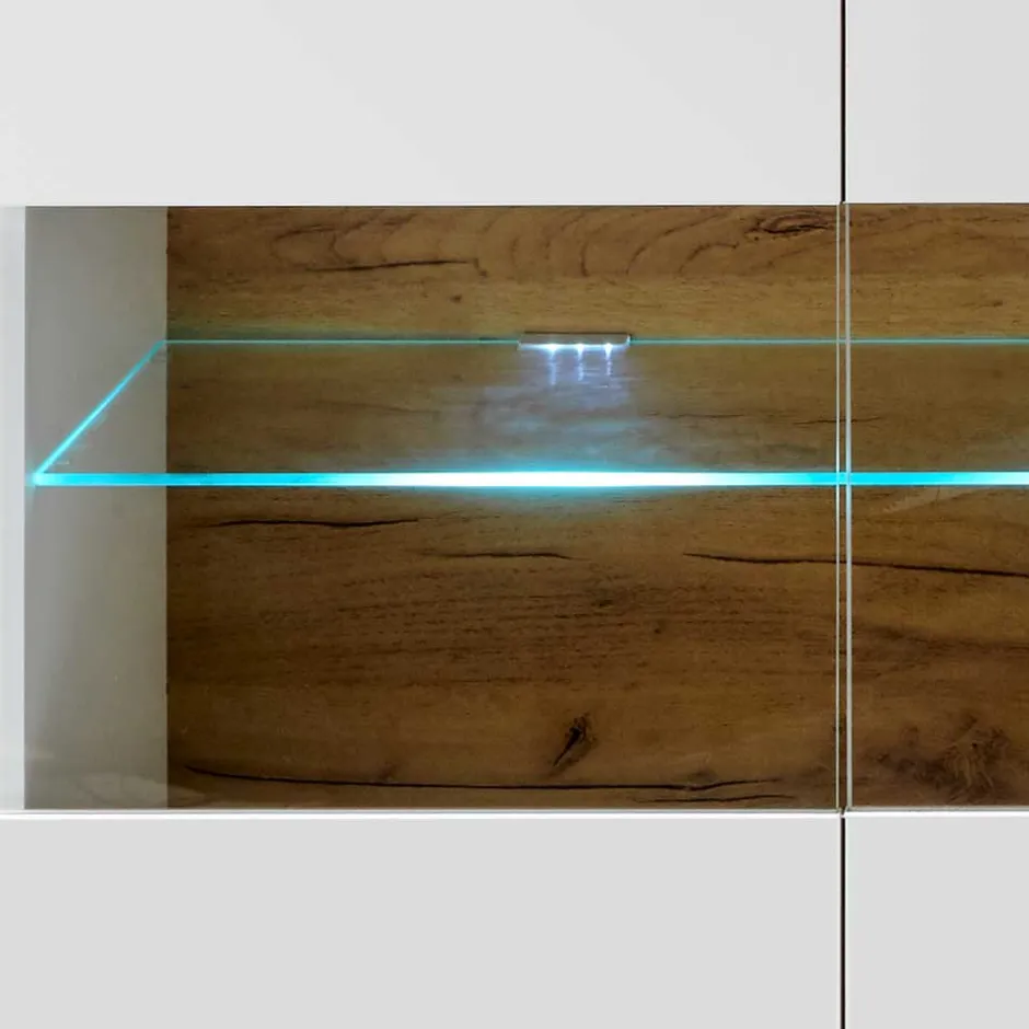 Wohnen 138x91x40 Kommode mit Glas 3-türig - Myrda