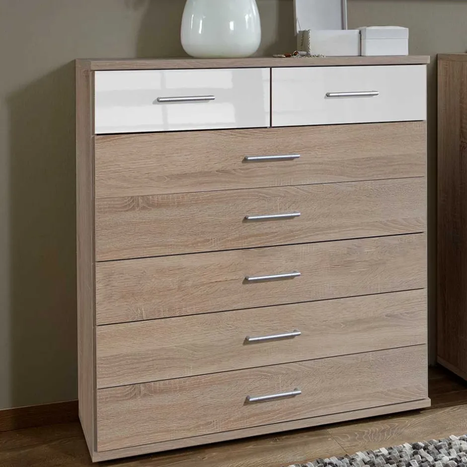 Wohnen 90x103x40 Kommode mit sieben Schubladen - Fabricus