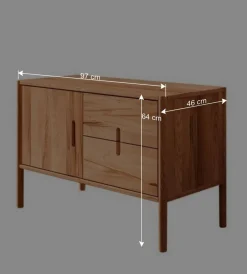 Wohnen 97x64x46 Kommode mit Tür & zwei Schubladen - Indrya