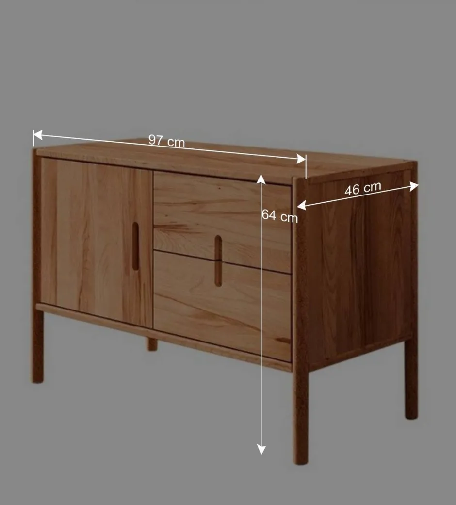 Wohnen 97x64x46 Kommode mit Tür & zwei Schubladen - Indrya