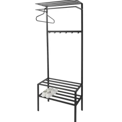 Wohnen 70x178x29 Kompaktgarderobe aus Stahl in Schwarz - Cellja