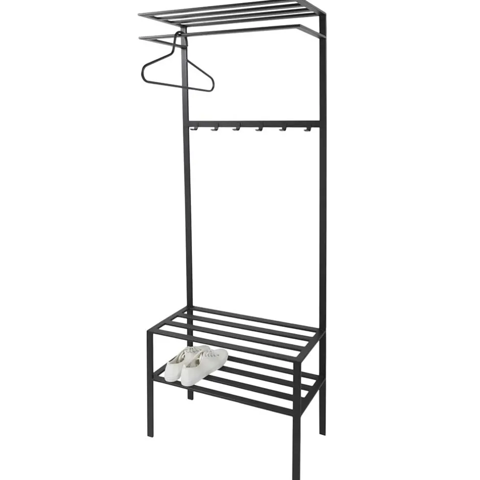 Wohnen 70x178x29 Kompaktgarderobe aus Stahl in Schwarz - Cellja