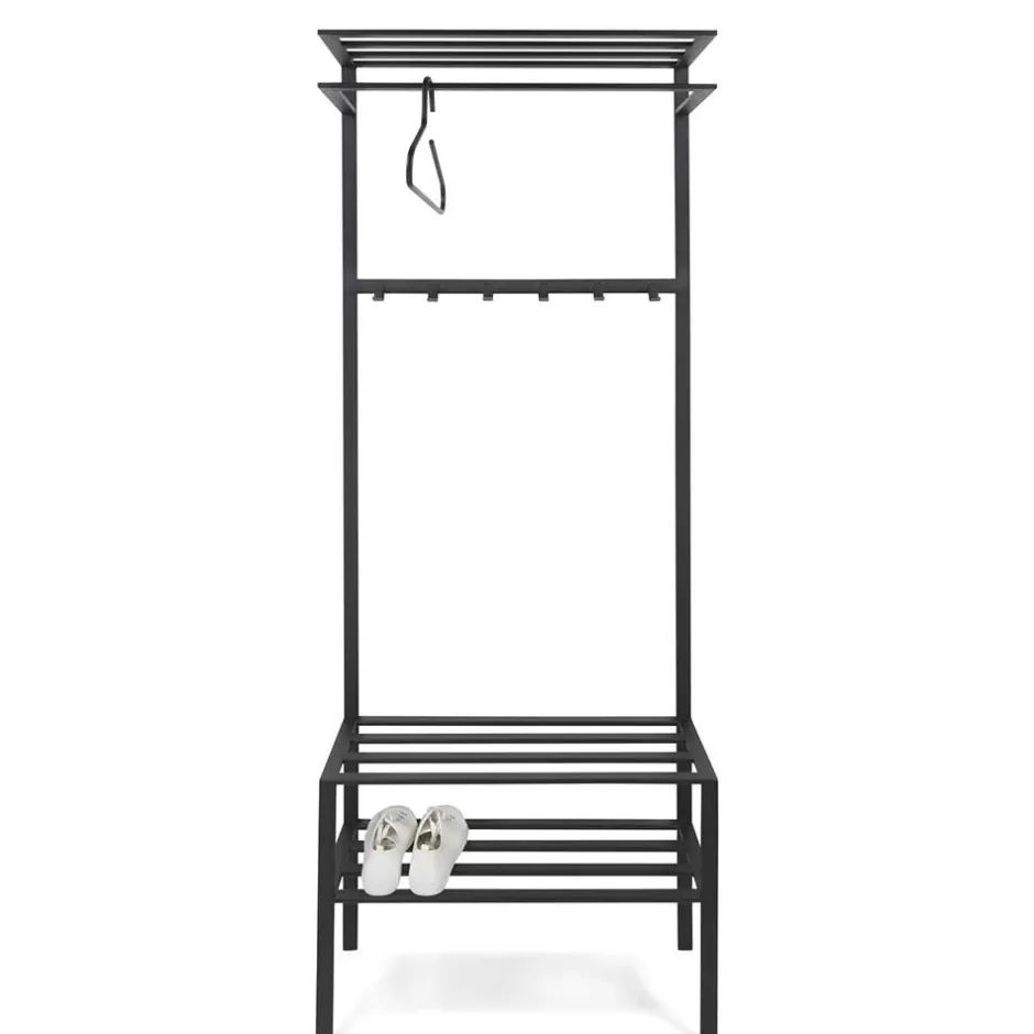 Wohnen 70x178x29 Kompaktgarderobe aus Stahl in Schwarz - Cellja