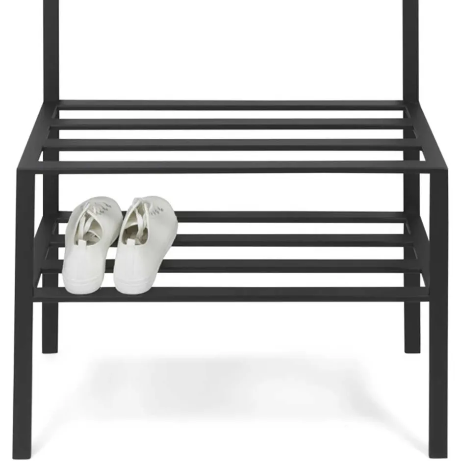 Wohnen 70x178x29 Kompaktgarderobe aus Stahl in Schwarz - Cellja