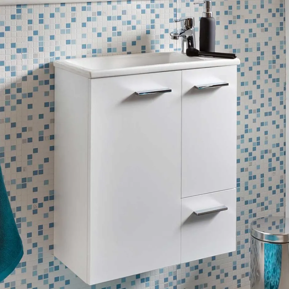 Wohnen 50x60x25 Komplett-Waschtisch in Weiß - Ernossi